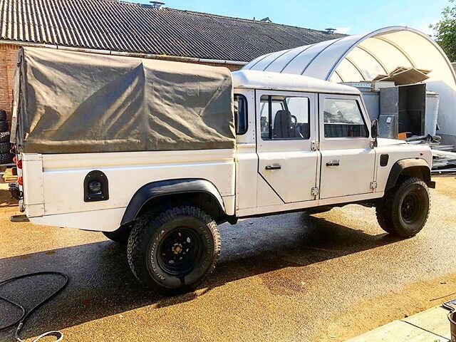 The newest member of the family is due in August. All cleaned up in the Netherlands for her trip across the pond next month.  1995 Defender 130 with 300tdi. #landrover #landroverseries #serieslandrover #landroverseries3 #landroverseries2 #landroverse