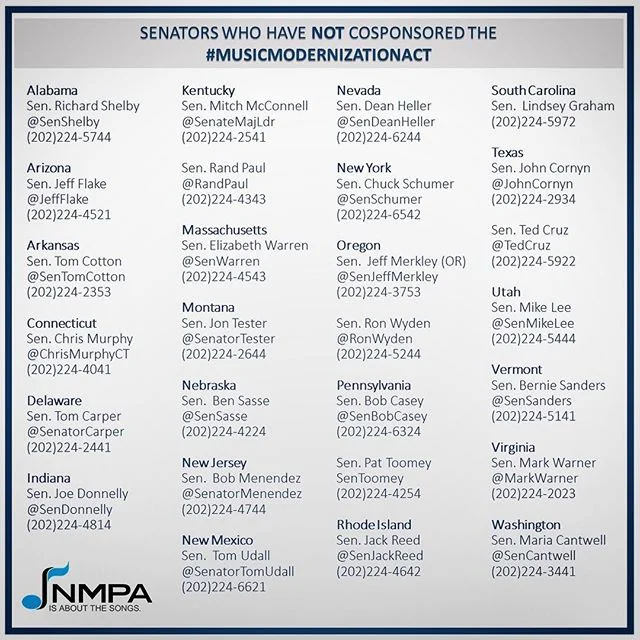 Let&rsquo;s go #musicarmy! 27 senators left to cosponsor the #musicmodernizationact 🎶 #songwriter #artist #music #producer #engineer #dontwait #copyright