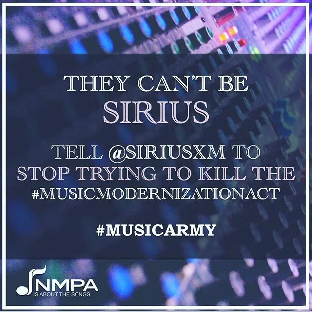 PSA: #SiriusXM is trying to kill the #musicmodernizationact! Tweet / Insta them and tell them to stop trying to hurt the very #songwriters #artists #producers and #engineers on which they built their business! Remind them they wouldn&rsquo;t exist wi