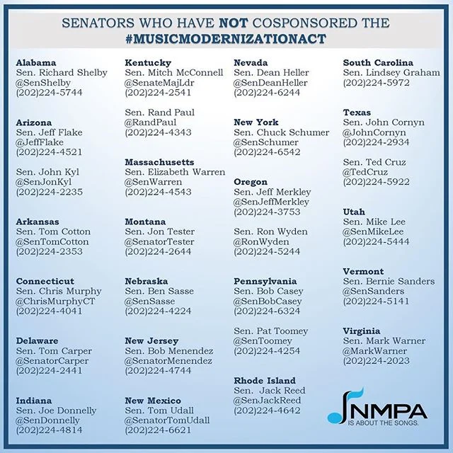 27 senators to go !! #musicmodernizationact | #songwriter #artist #musicfan #music #senate #letsgo #musicarmy