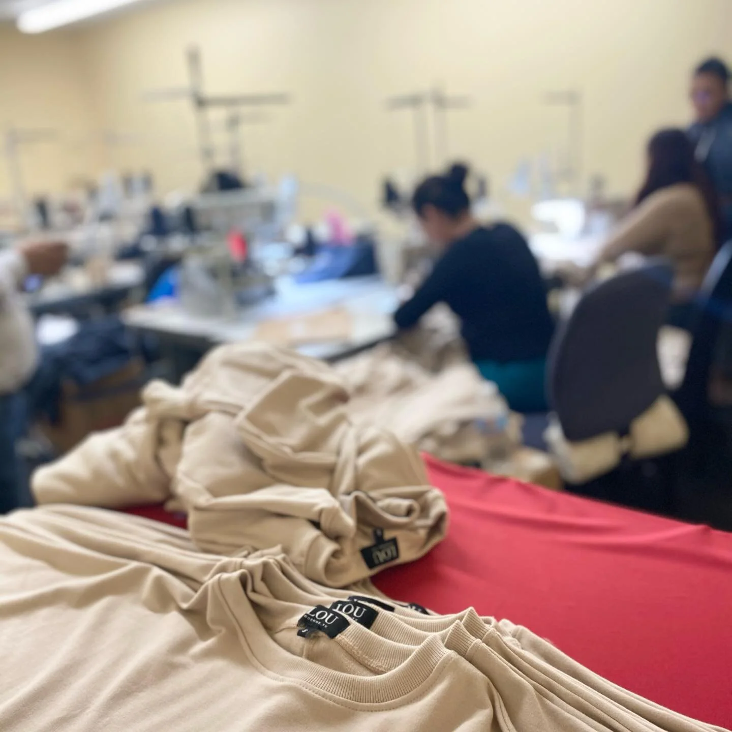 BUSY DAYS IN PRODUCTION WITH OUR AMAZING CLIENT @lou_boernetx #ethicalfashion 
.
.
.
.
.
.
#fashionstyle #fashiondesigner #fashion #apparelmanufacturer #apparelmanufacturing #appareldesign #ethicallymade #ethicallysourced #soft #frenchterry #madewith