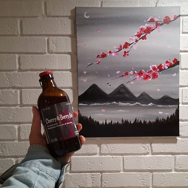 It's time to whip out those art supplies! Join us this Saturday for a fun evening of Paints and Pints with @taylloveszeppelin. You can create a masterpiece just like this, and even snag a $15 gift certificate for some Hokkaido merch!⁠
⁠
Making a quic