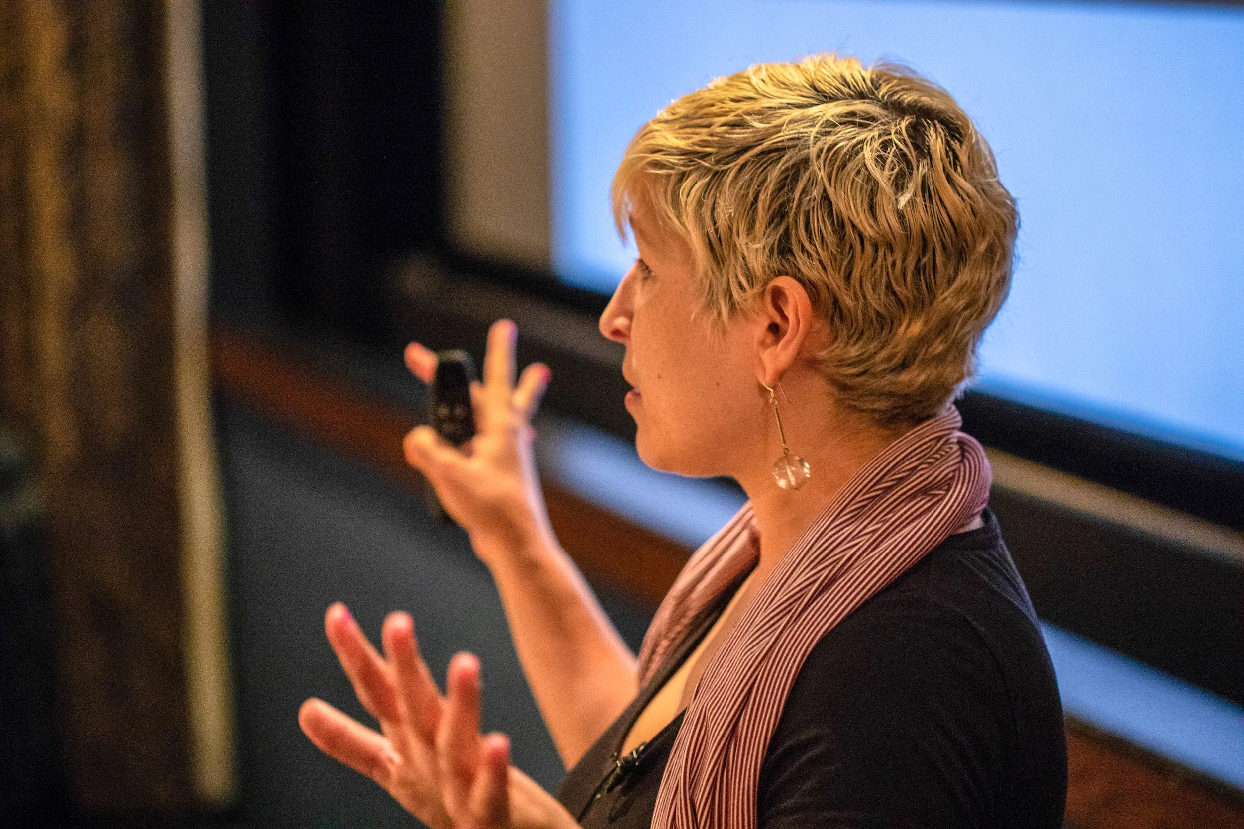 Public speaking coach presenting to an audience