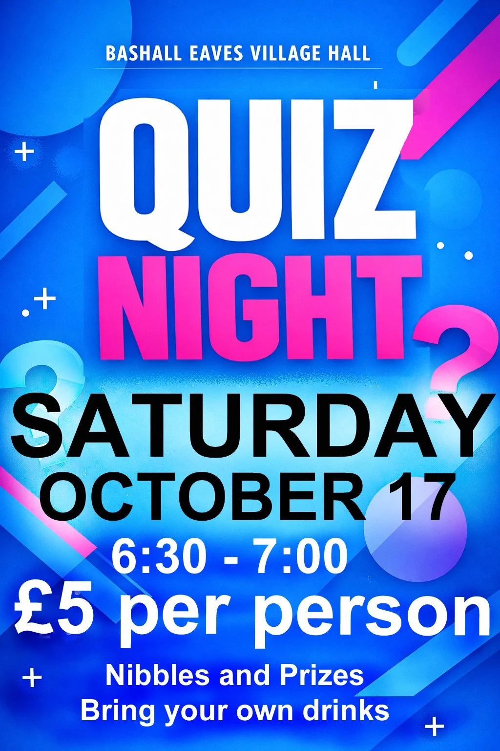 QUIZ NIGHT OCTOBER 17th