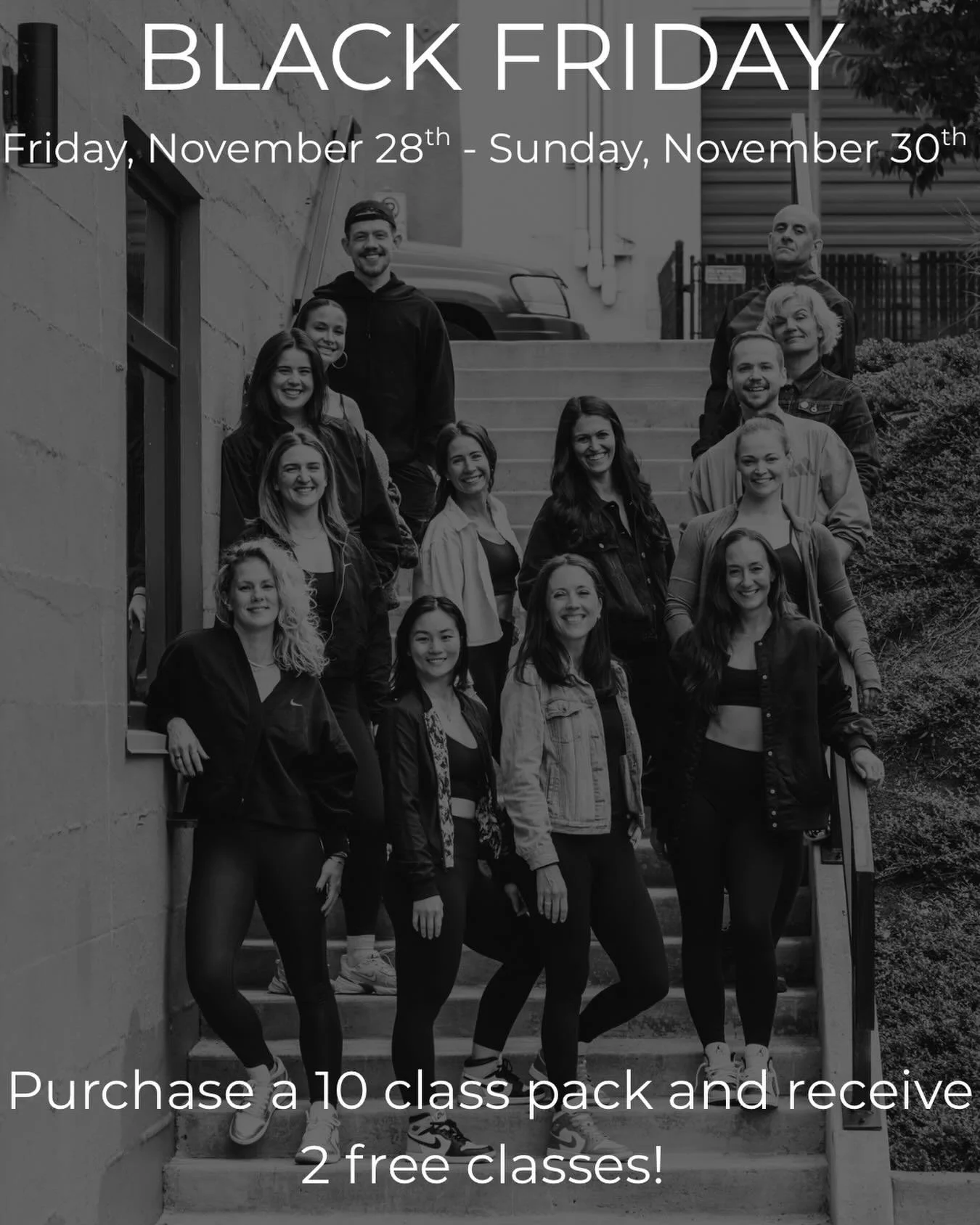 Black Friday is almost here! Friday-Sunday grab a 10 pack and we&rsquo;ll add 2 free classes! Limit of 2 per person. Available online or in studio! 🦃🖤