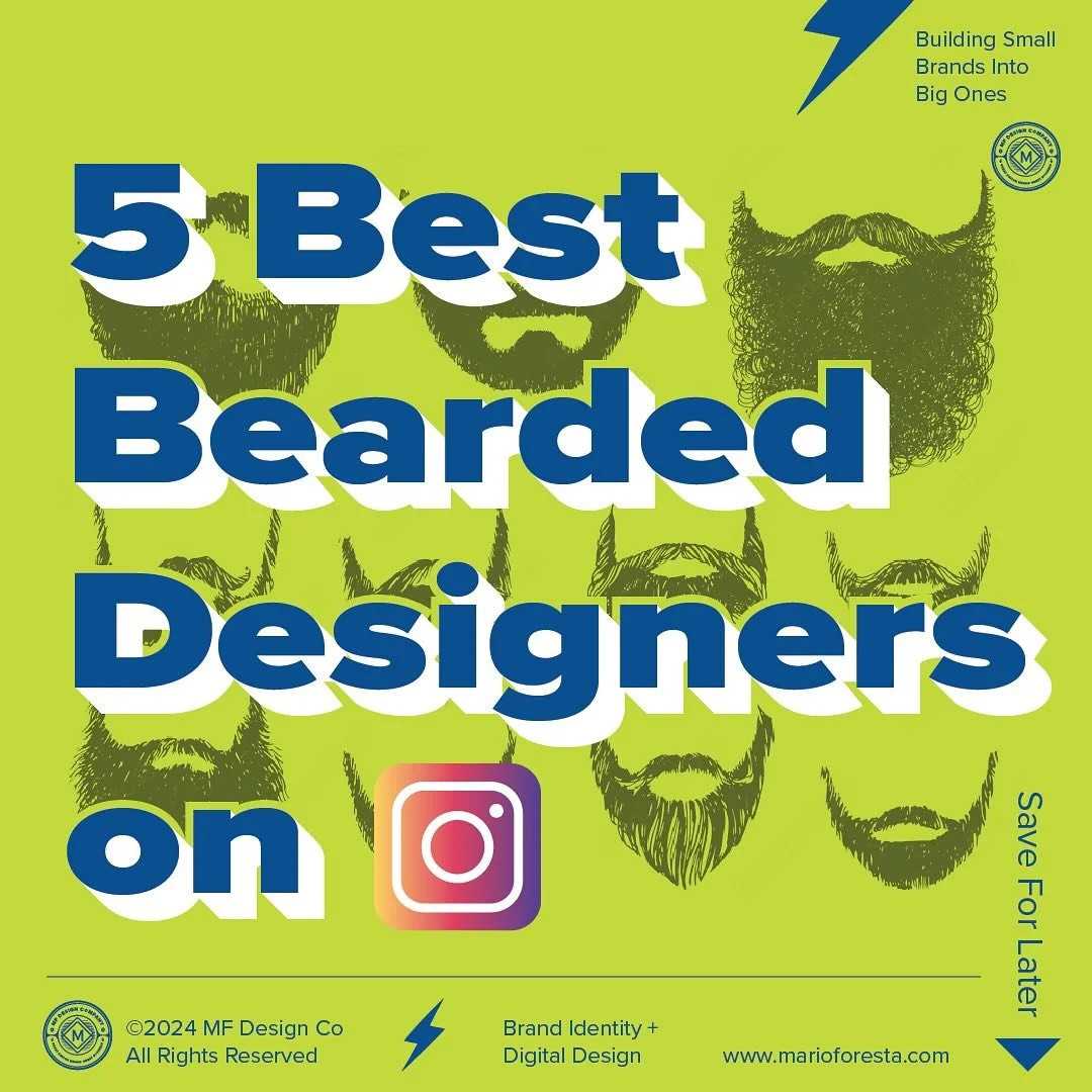 Top 5 bearded Designers on IG!  A little fun with this Friday carousel.  @made.by.james inspired this post by his admitting &ldquo;Oh great, another bearded designer&rdquo; in the opening of his Branding Identity course(which is great BTW) Have fun c