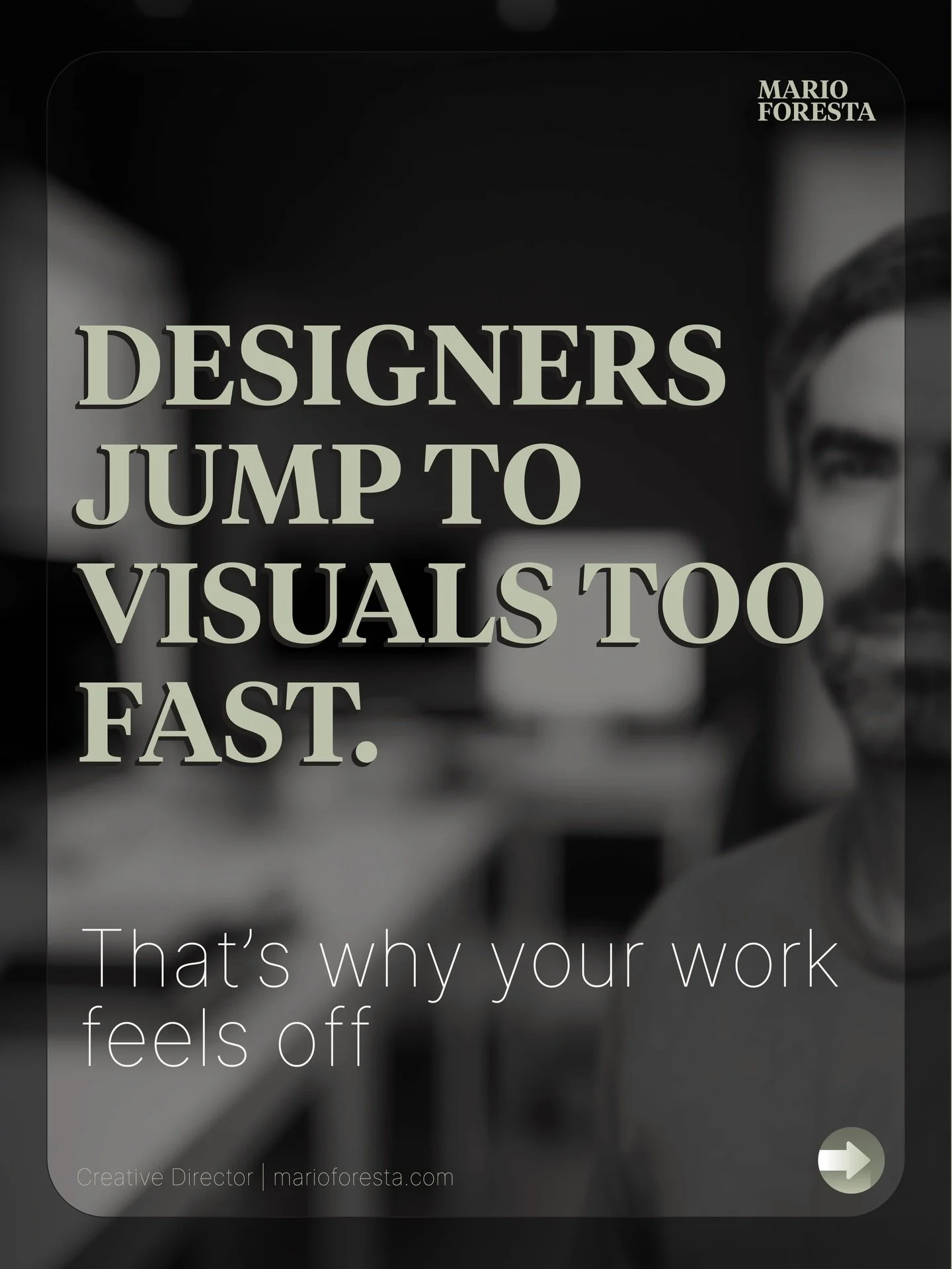 Most designers go straight to visuals.
That&rsquo;s the mistake

You open illustrator, start playing with type, colors, layouts&hellip;
But you haven&rsquo;t defined the message yet.

That&rsquo;s why the work feels off.
Not bad, just unclear.

Creat