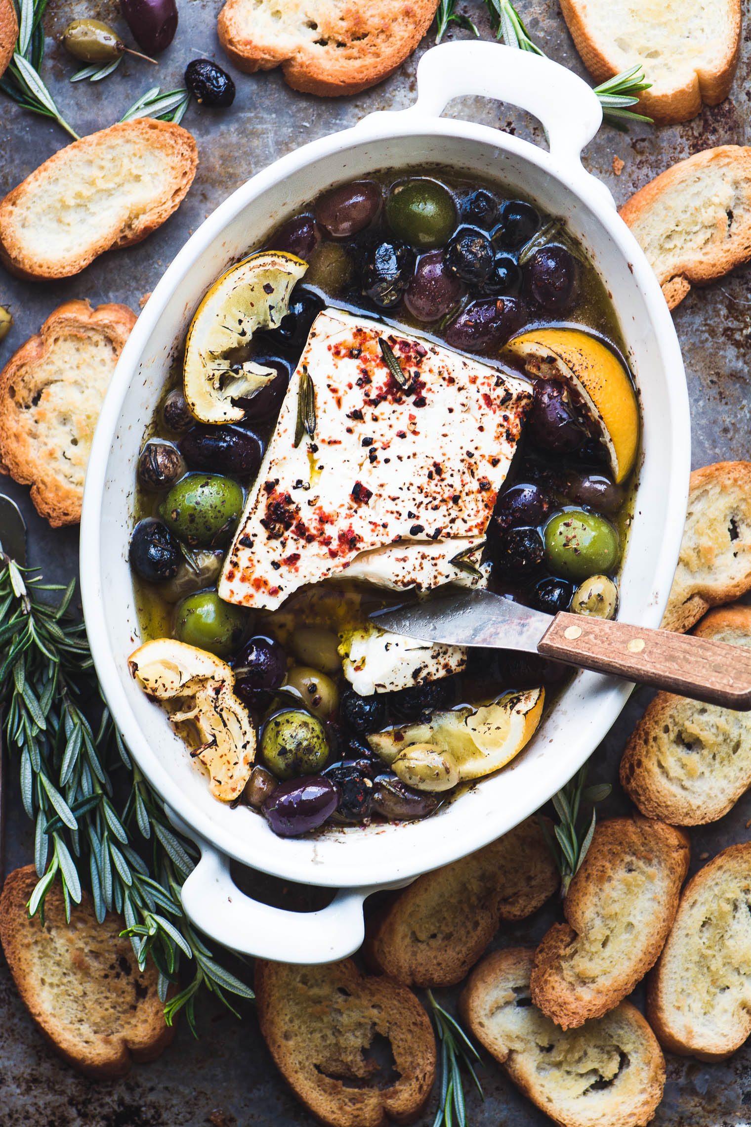 Baked Feta with Olives and Lemon