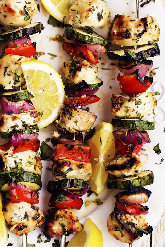 Herbed Lemon Garlic Chicken Skewers