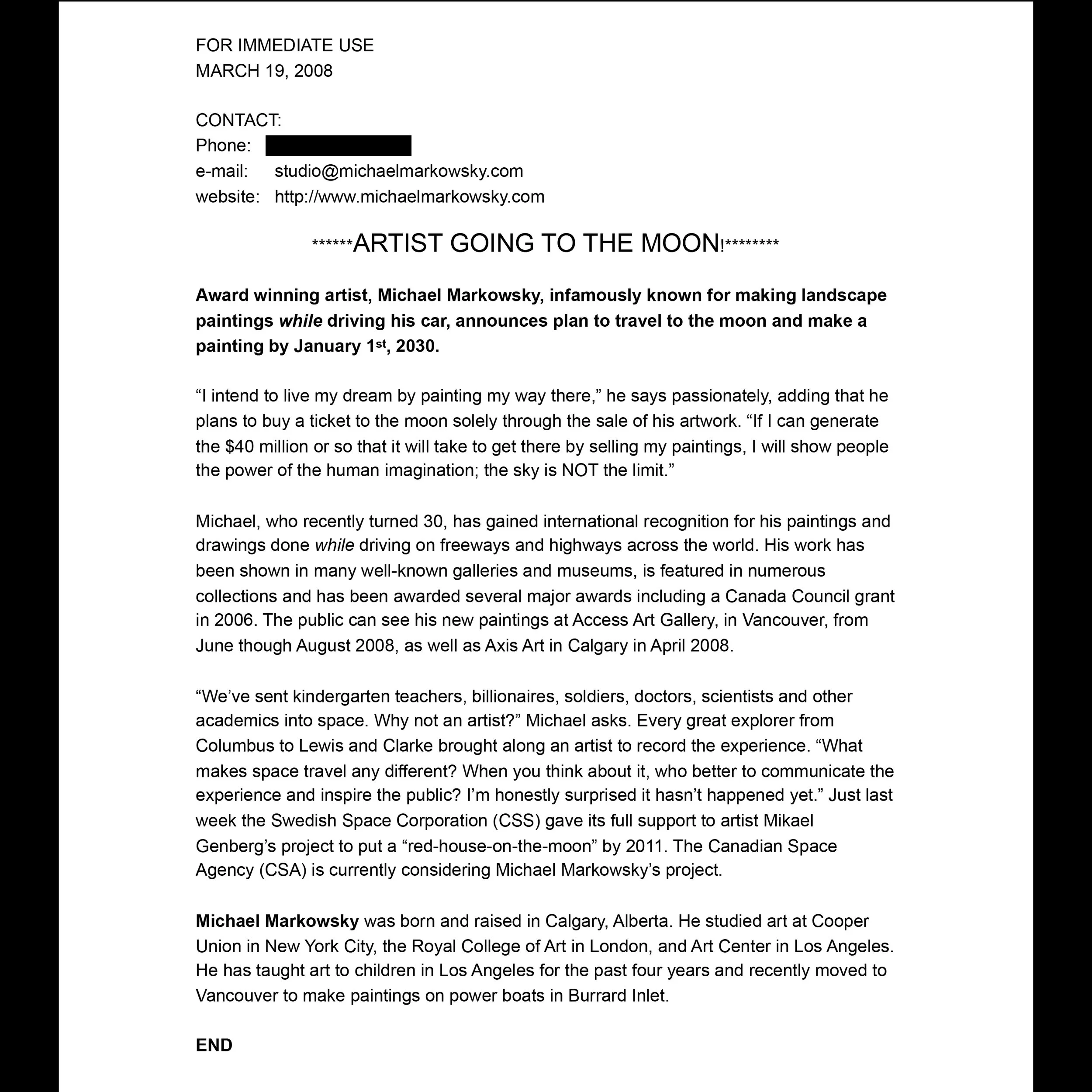 Press Release (March 19, 2008)