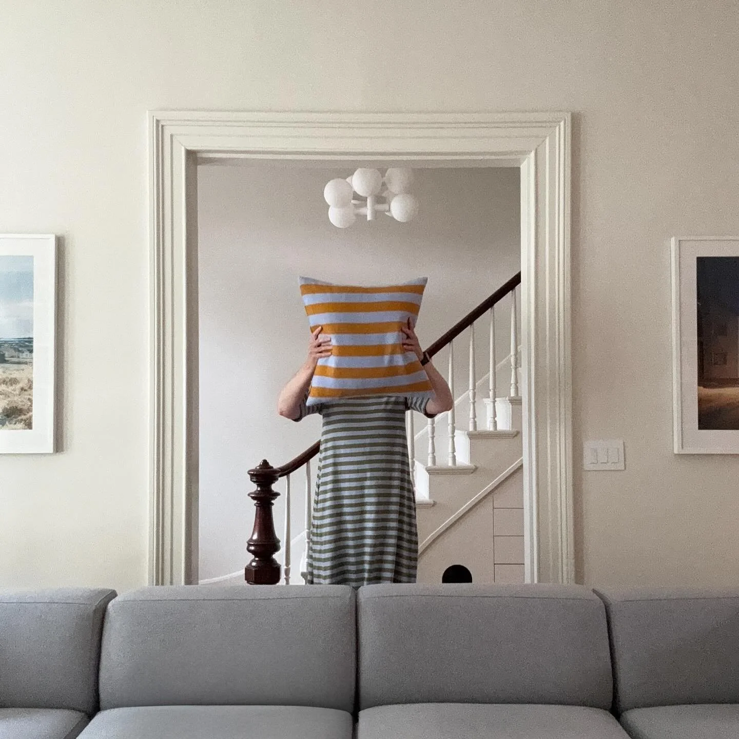 I match one of our throw pillows today. #stripesforever