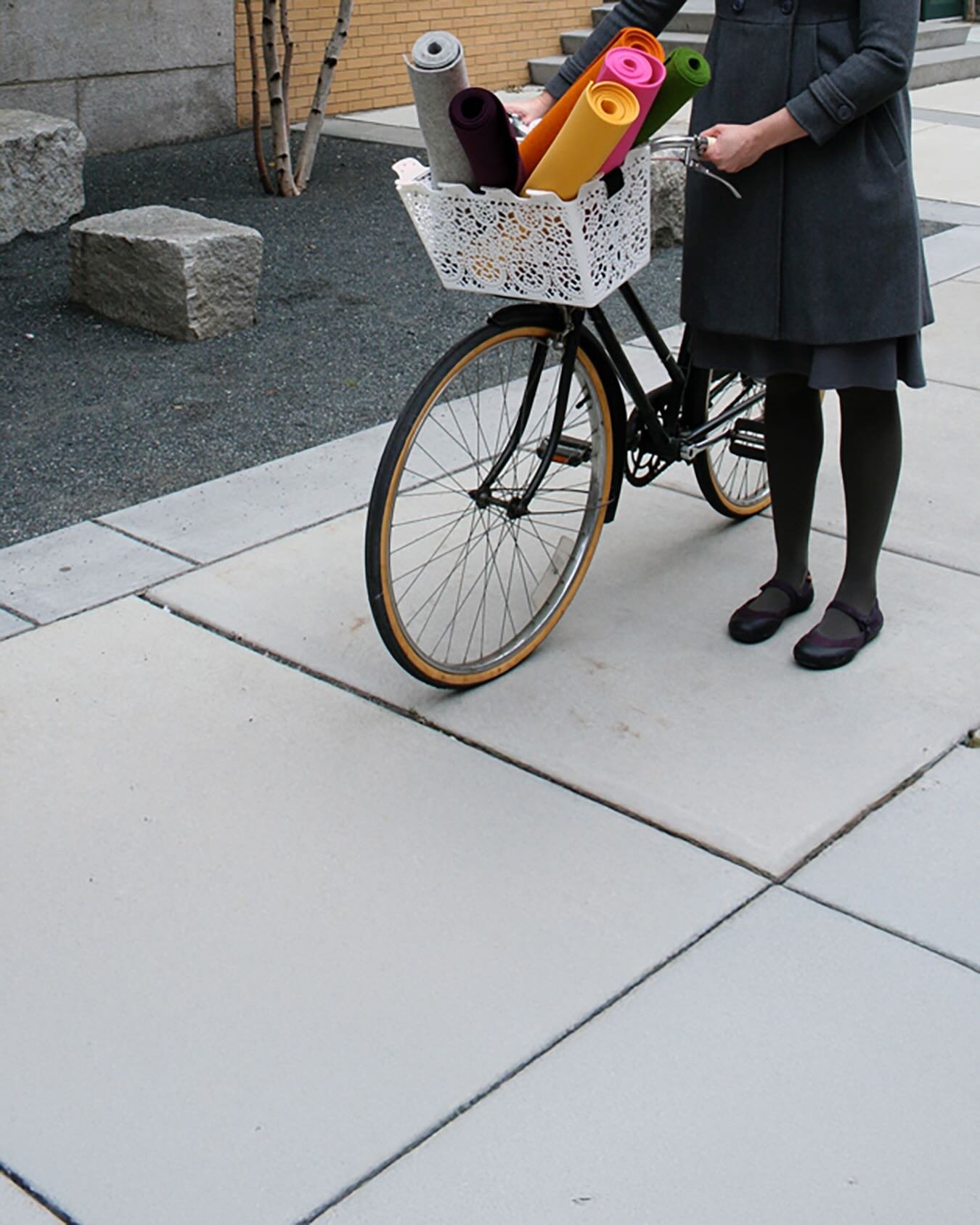 This morning, @kellyharrissmith reminded me of this photo. We had just moved @filzfelt to Fort Point and decided to throw some felt rolls in my bike basket. I don&rsquo;t have the bike anymore, or the felt&mdash;but the basket is still in our basemen