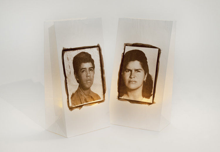 Samantha Nieto Vandyke Brown Print on Paper Lanterns Installation series Each bag is 9 x 4.75 x 3 inches NFS www.samanthanieto.com instagram: @sammynieto