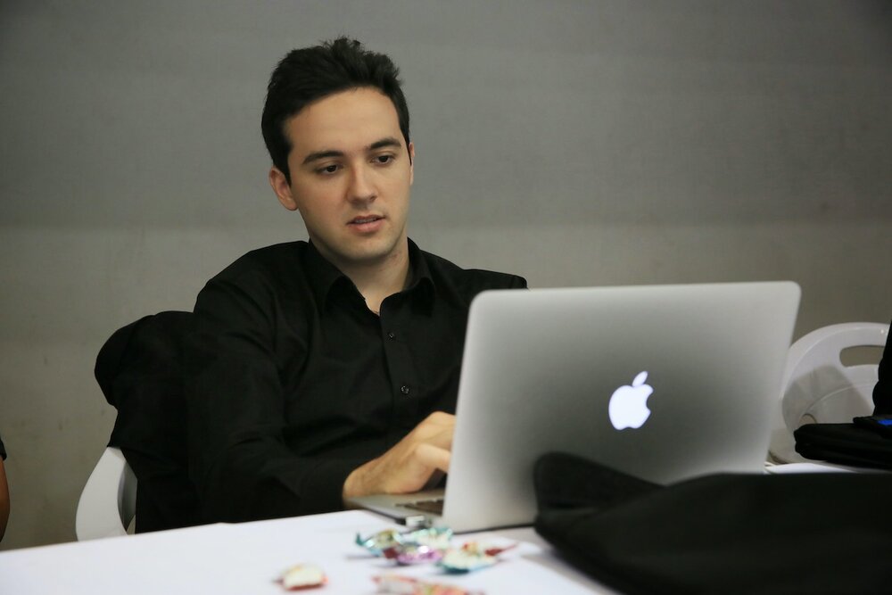 Me working on the 2011 MacBook Air.