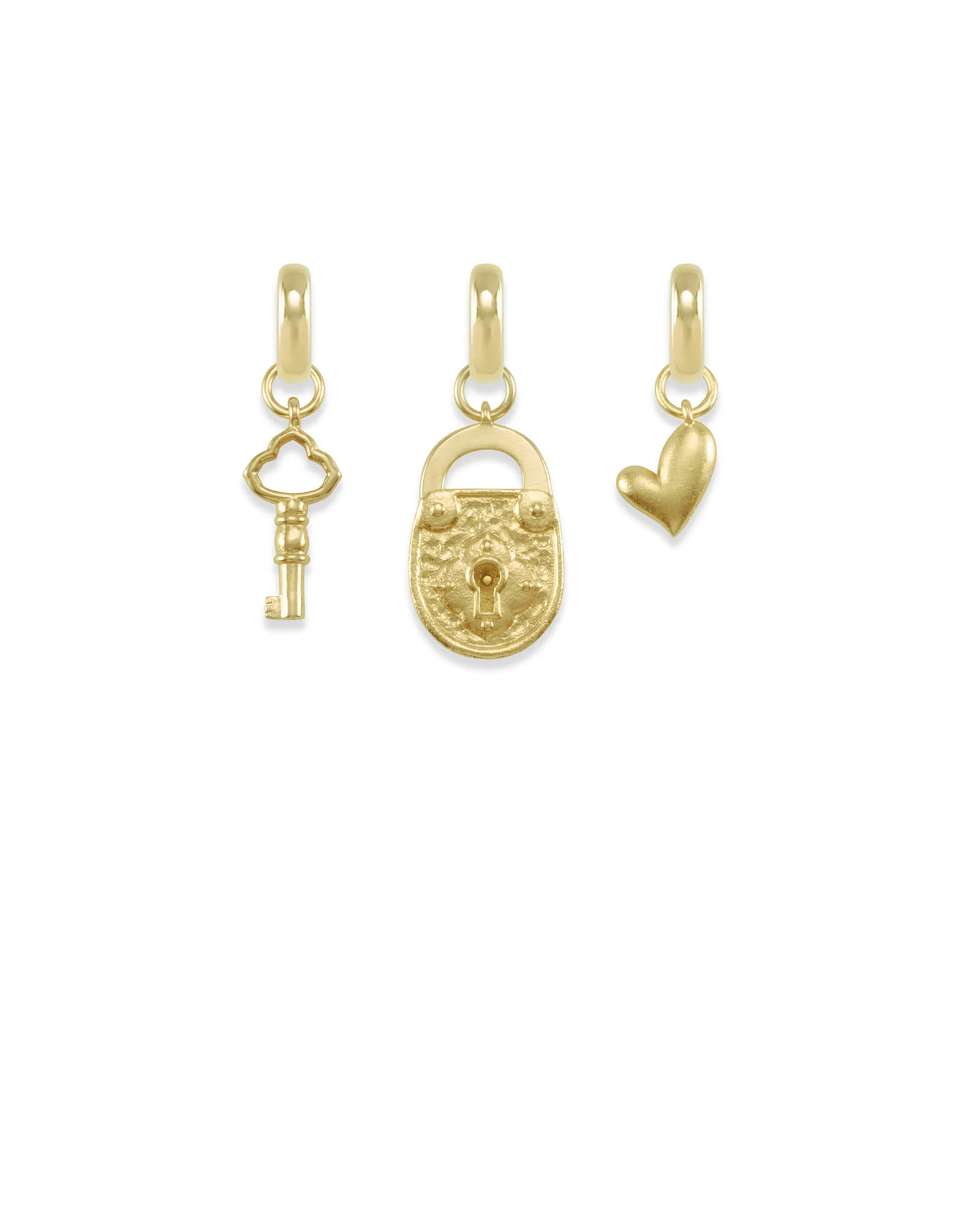  Key To My Heart Charm Set In Gold   $45.00     