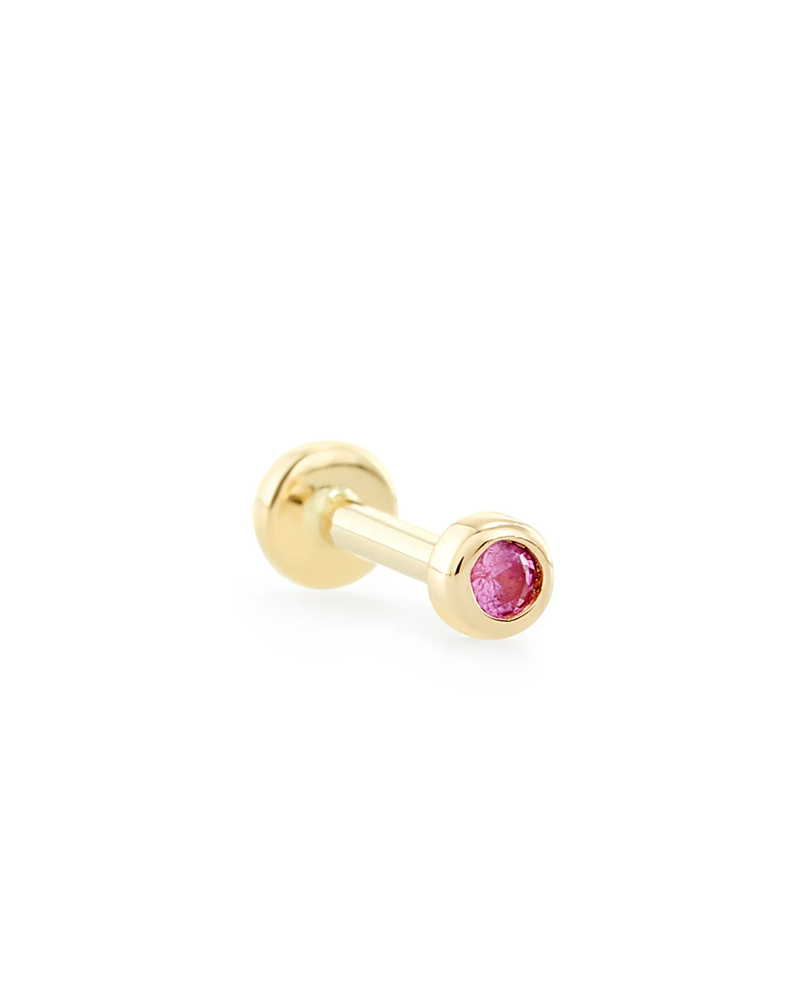Reeve Mini 14K Yellow Gold Stud Earring In Pink Sapphire   $110.00