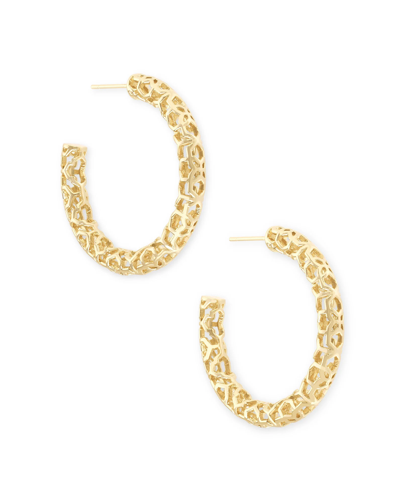 Maggie Small Hoop Earrings In Gold Filigree   $58.00