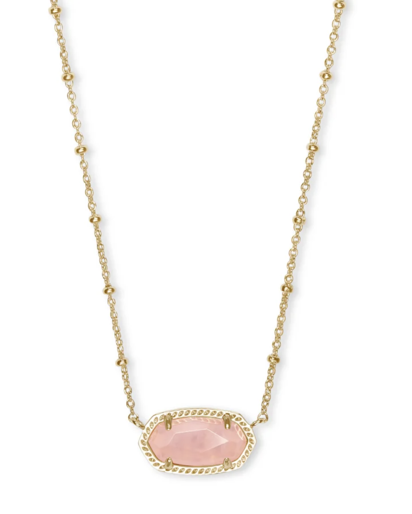 Elisa Gold Satellite Pendant Necklace In Rose Quartz    $50.00