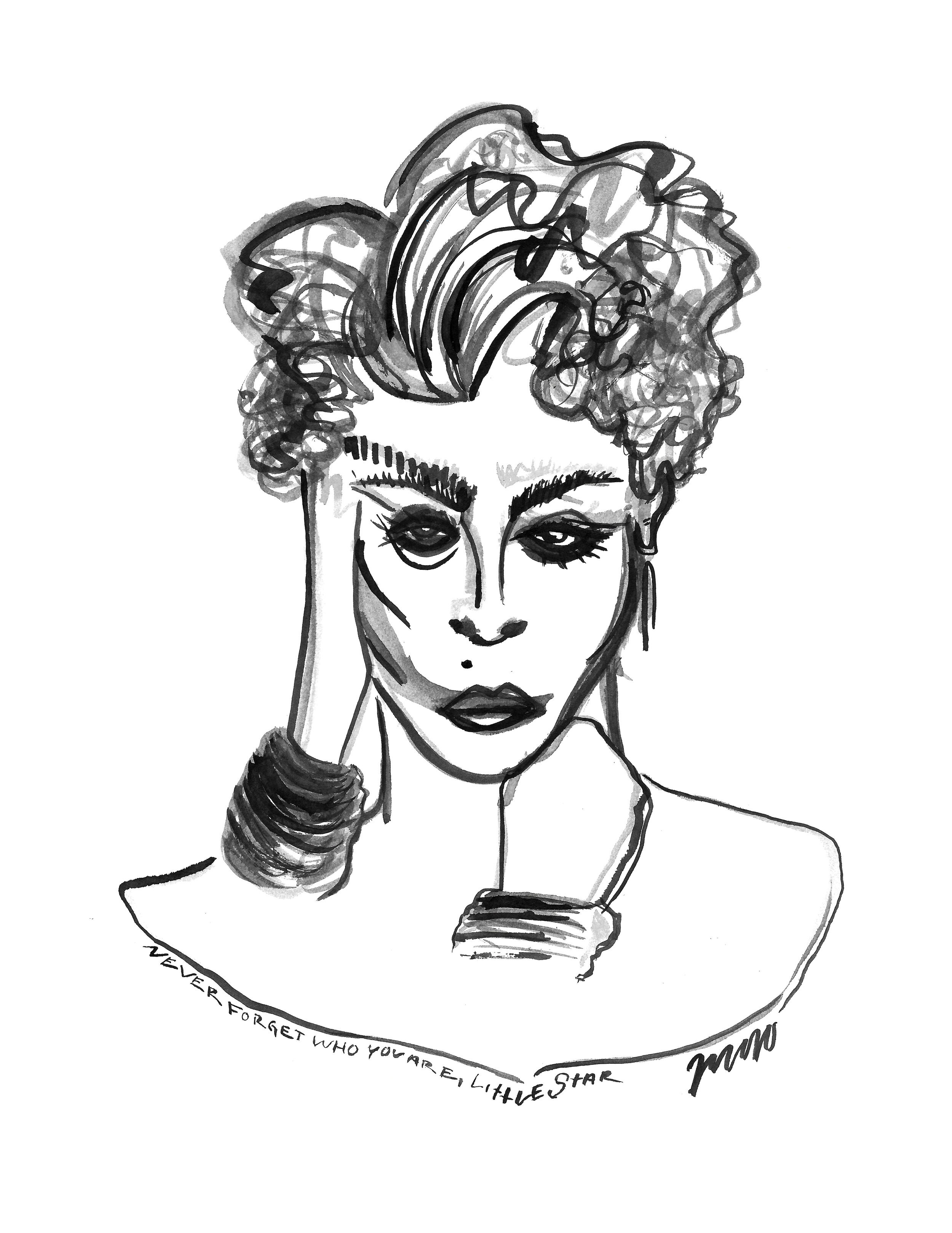 Madonna, ink illustration 2020