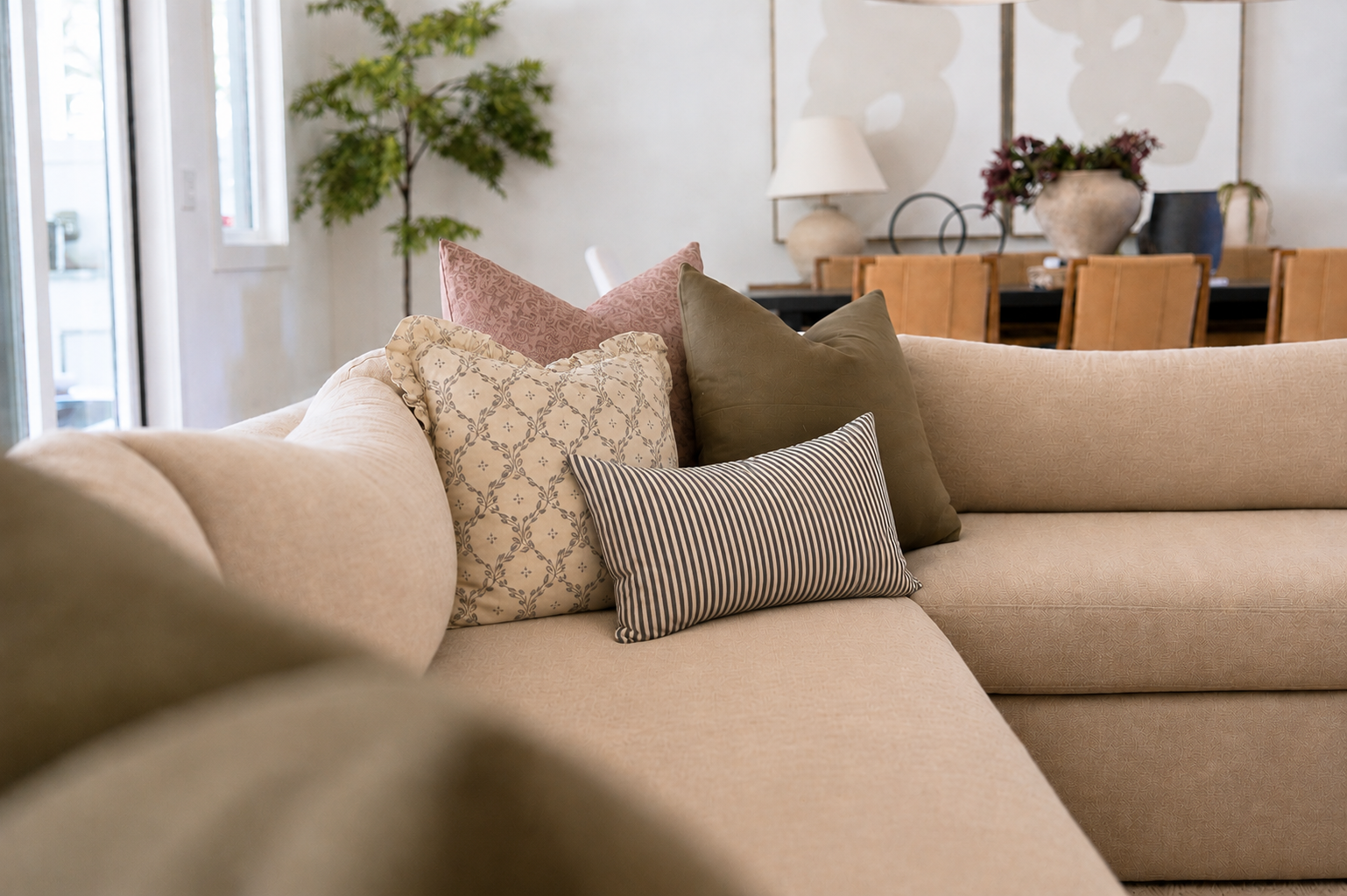 Woven Nook Pillows Living Room sofa