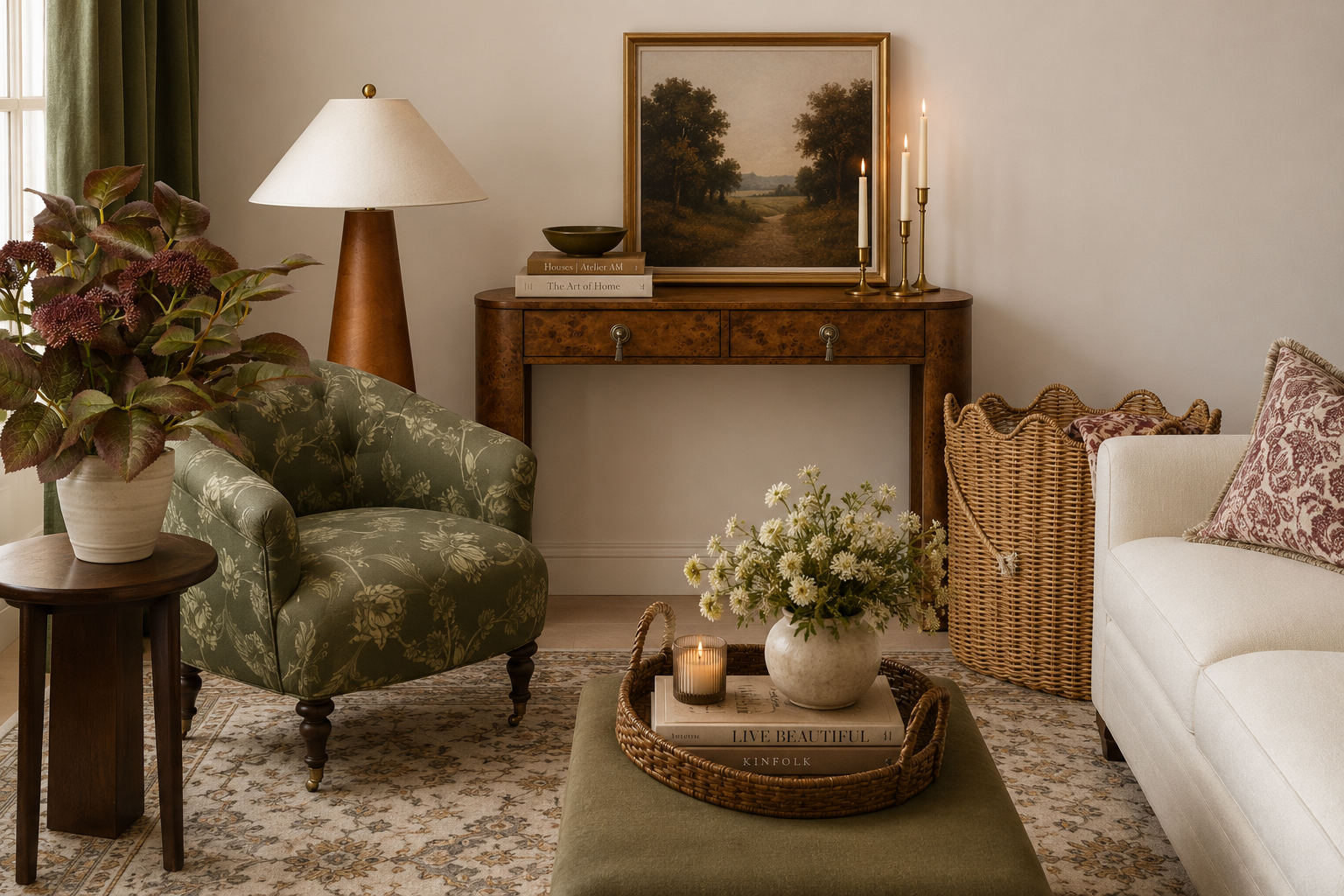 warm designer living room with studio mcgee target finds