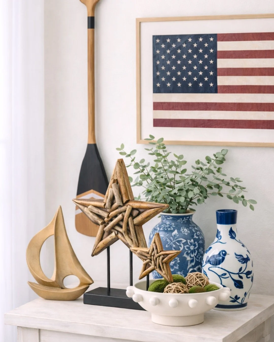 Target decor featuring an american flag and wooden stars