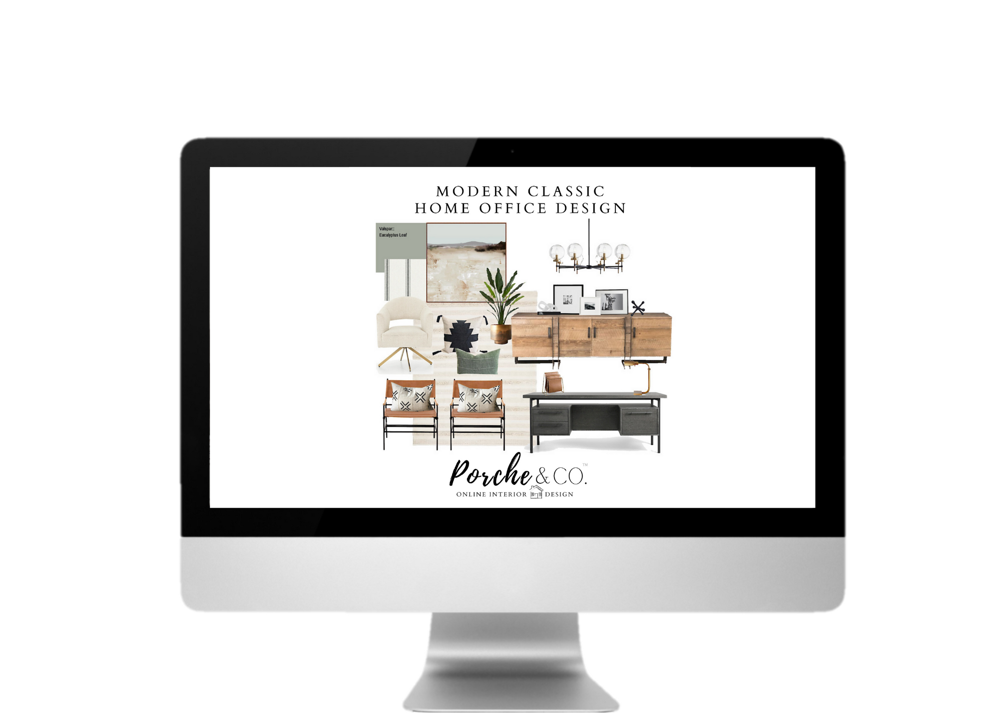 E-Design Client Feature :: Modern Classic Home Office - 2D Vision Board Package :: Porche &amp; Co. 