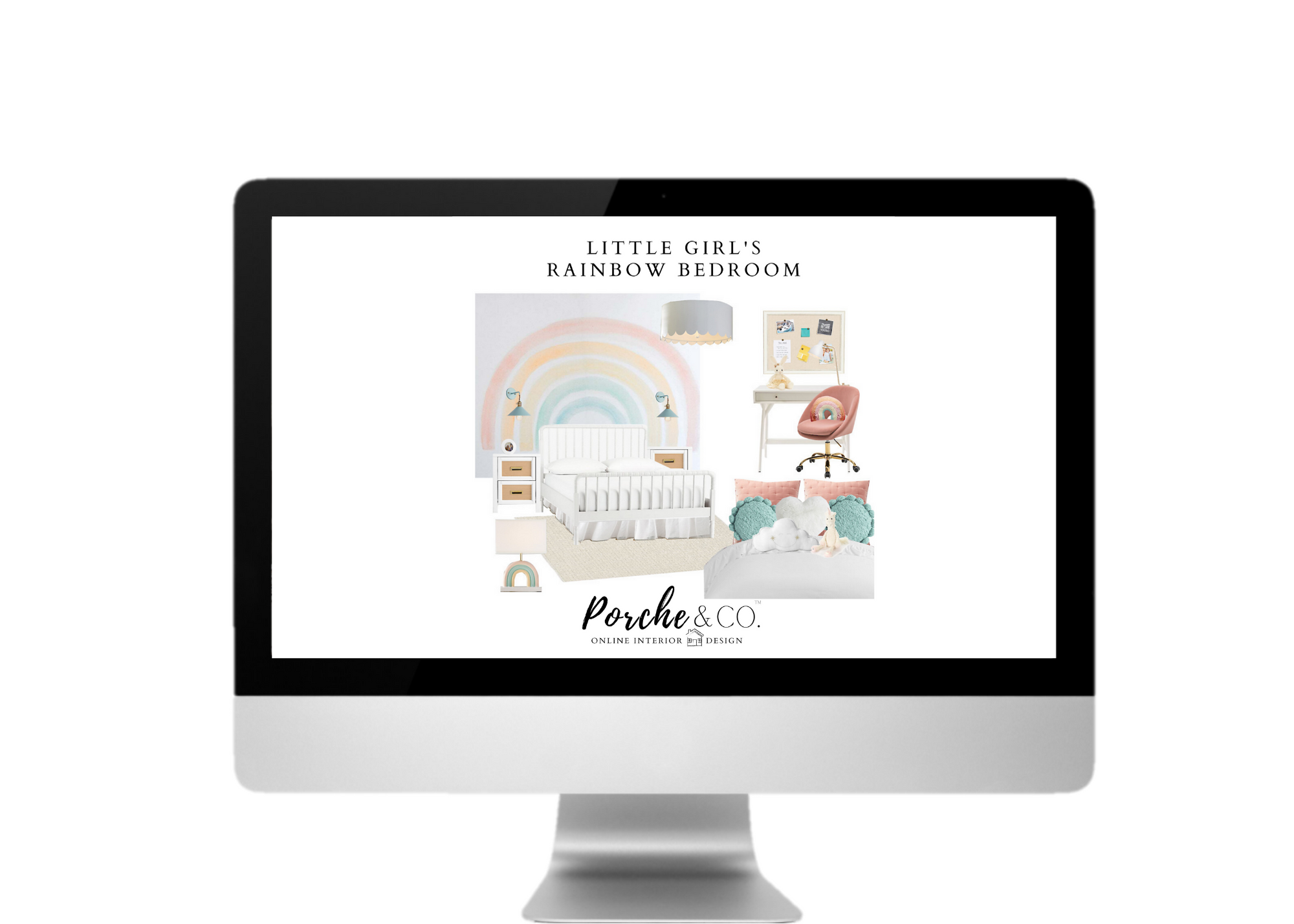 E-Design Client Feature :: Little Girl’s Rainbow Bedroom and Modern Classic Little Boy’s Bedroom  - 2D Vision Board Package :: Porche &amp; Co.