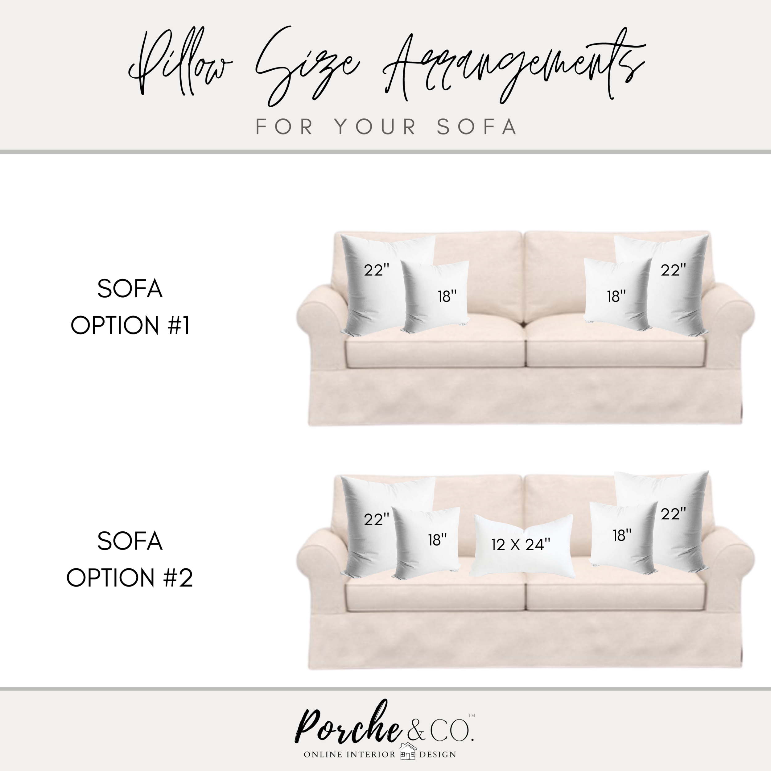 PORCHE & CO. :: Sofa & Sectional Throw Pillow Size Guide — Porche & Co.