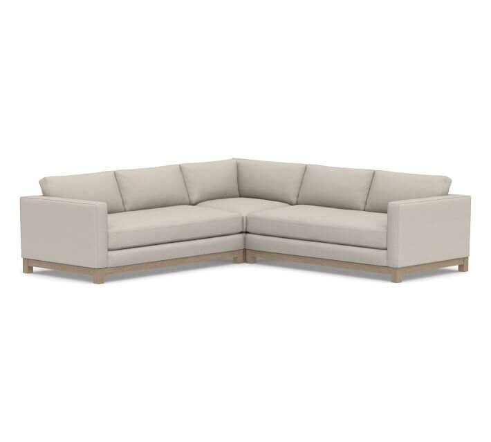 Jake Upholstered 3-Piece Sectional with Wood Base