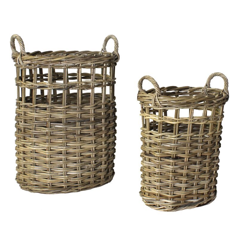 2 Piece Rattan Basket Set