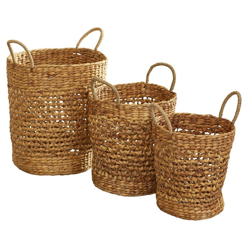 Fairport Seagrass 3 Piece Wicker Basket Set