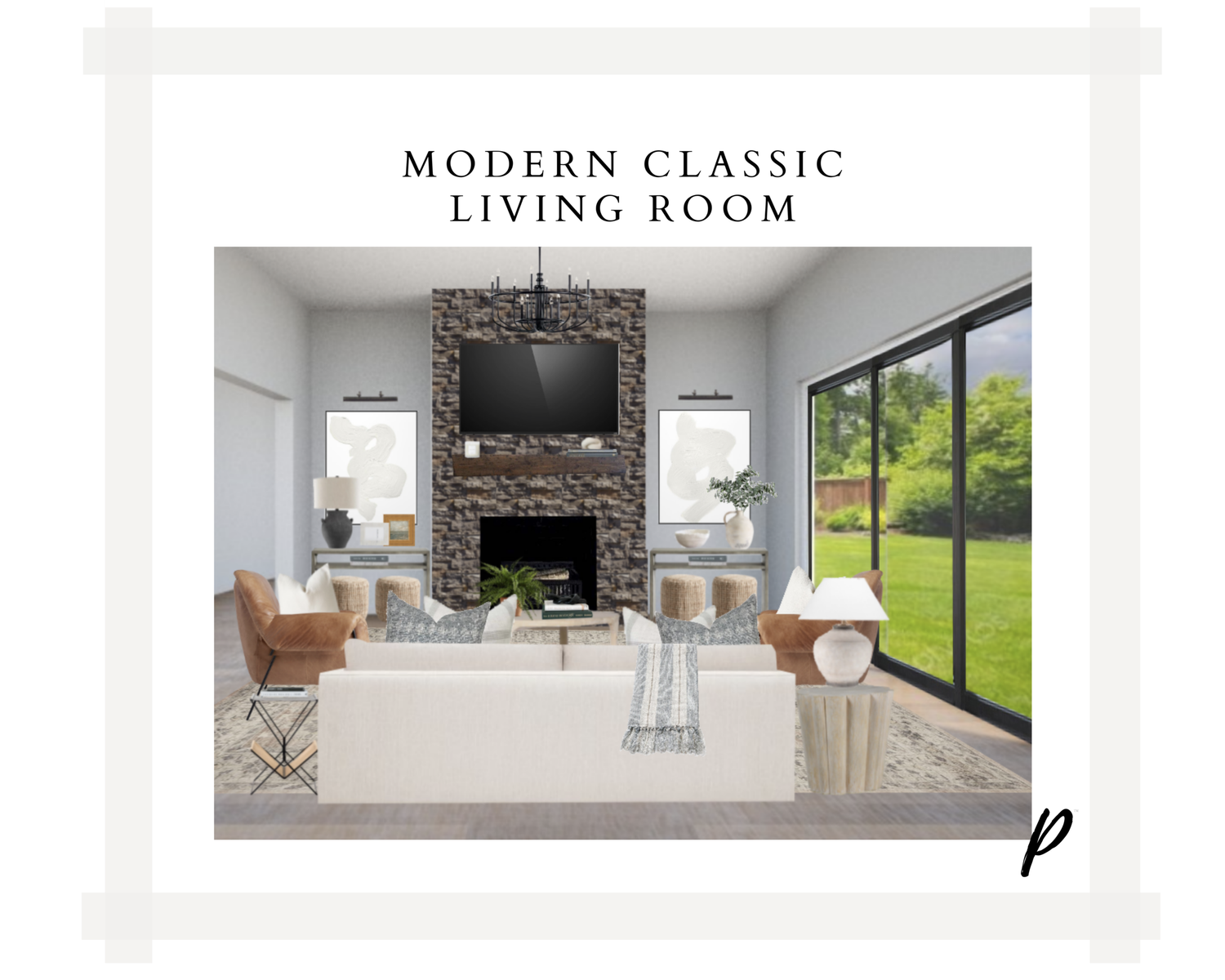 E-Design Client Feature :: Modern Classic Living Room Design - 3D Room ...
