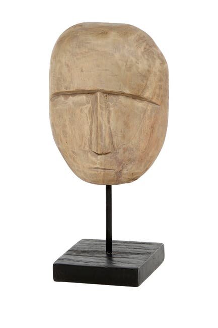 Natural Teak Wood Mask on Stand