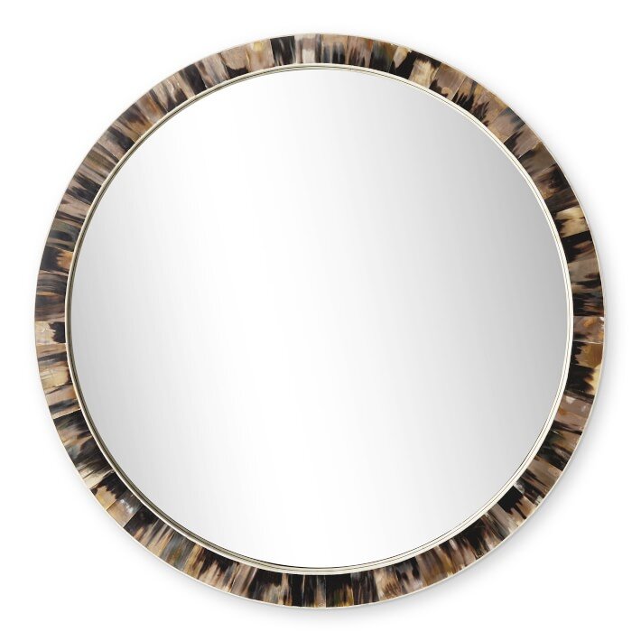 Horn and Bone Round Mirror