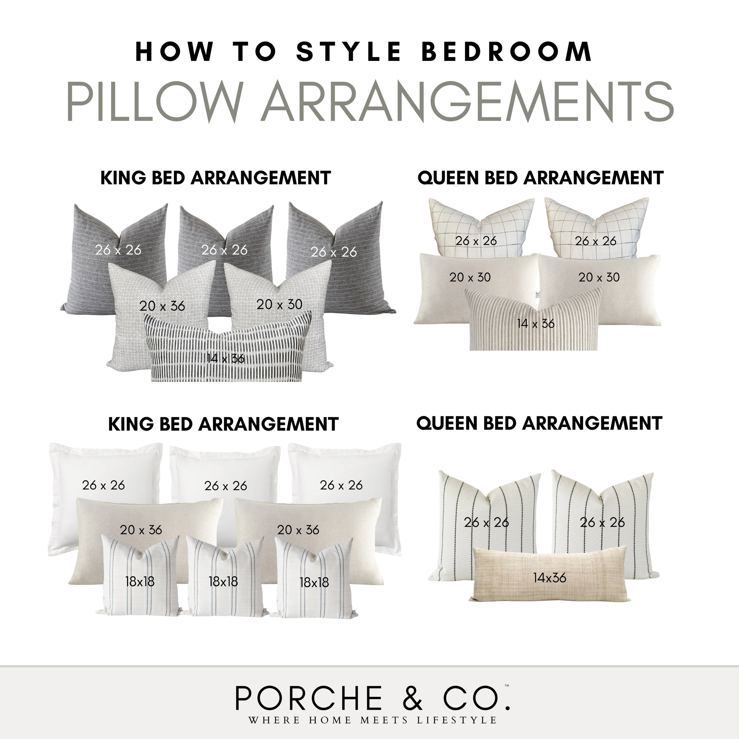 Porche & Co. :: Bedroom Throw Pillow Size Guide — Porche & Co.