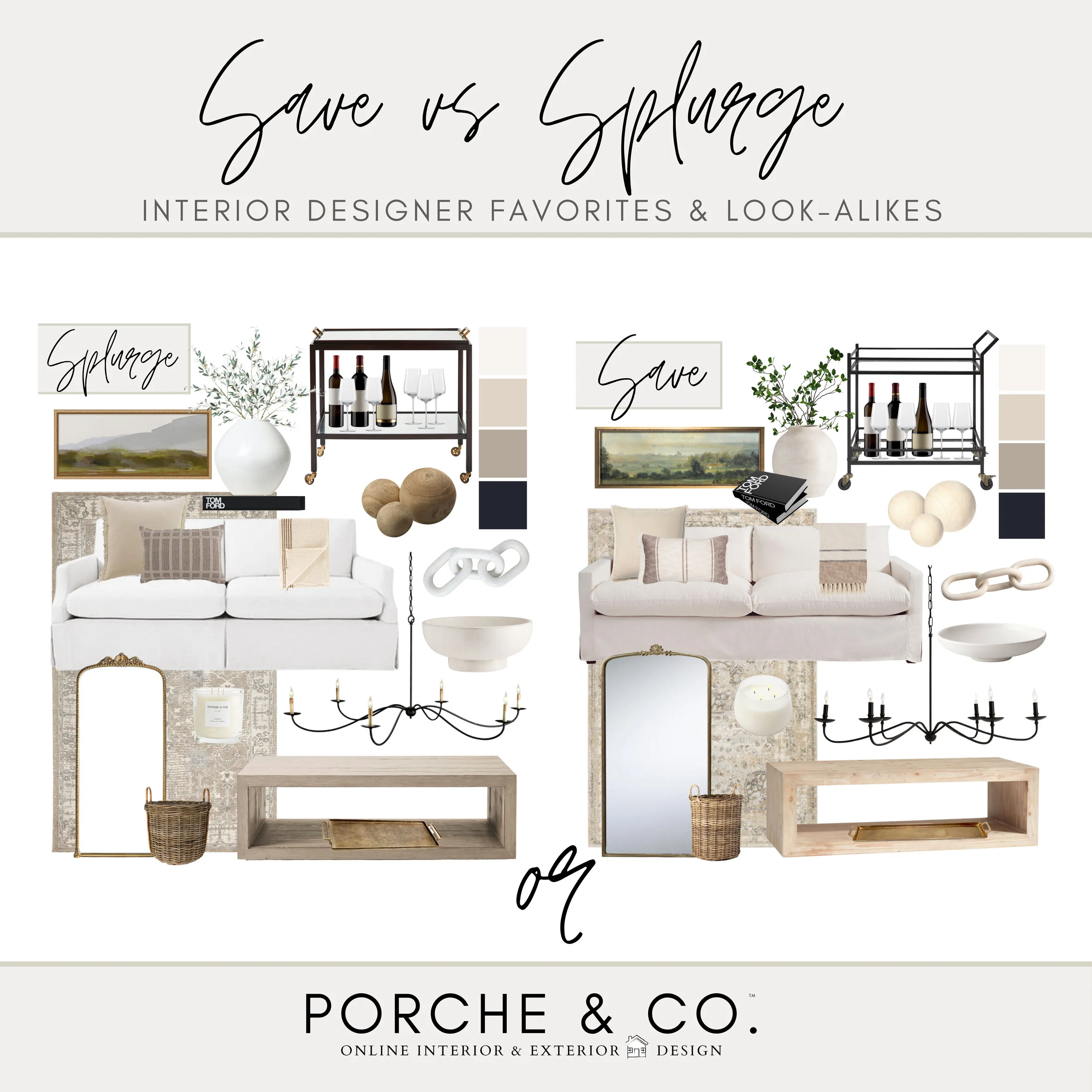 Porche &amp; Co. :: Save &amp; Splurge :: Living Room Edition