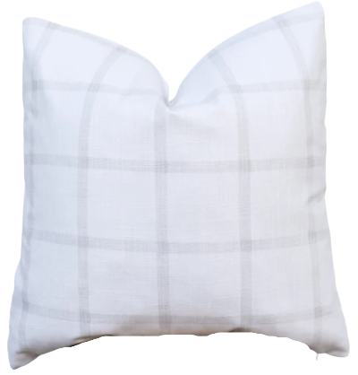Ivory Gray Windowpane Pillow Cover