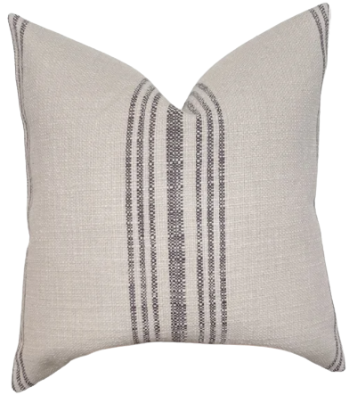 Woven Beige Stripe Pillow Cover