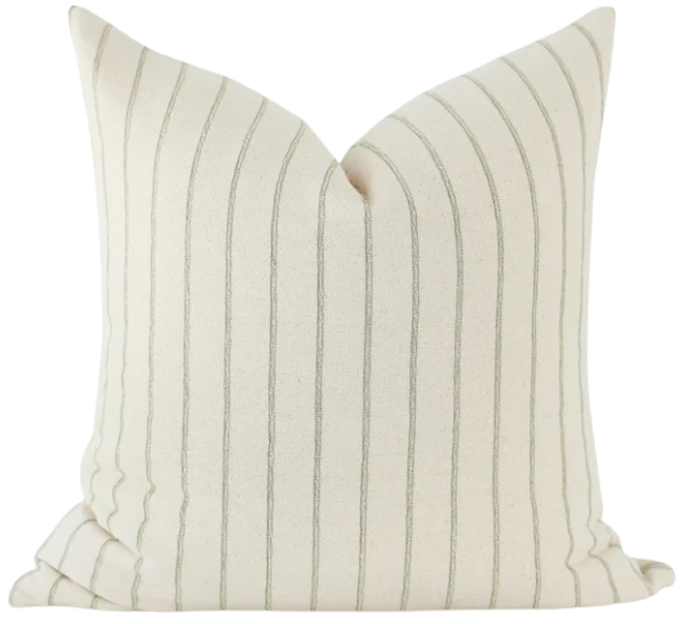 Green Striped Pillow Cover