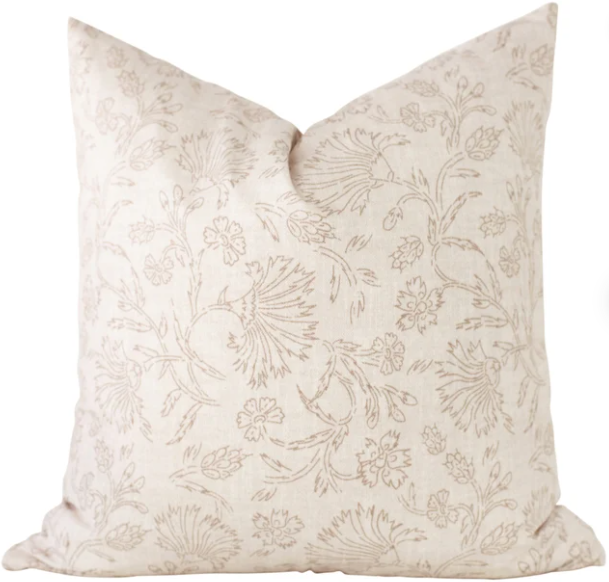 Beige Floral Pillow Cover