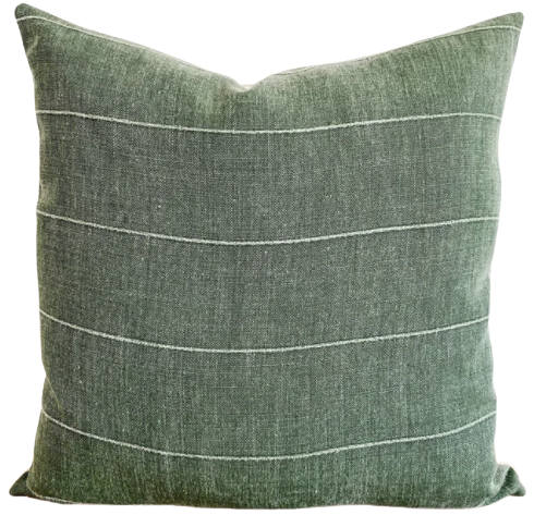 Dark Green Linen Pillow Cover