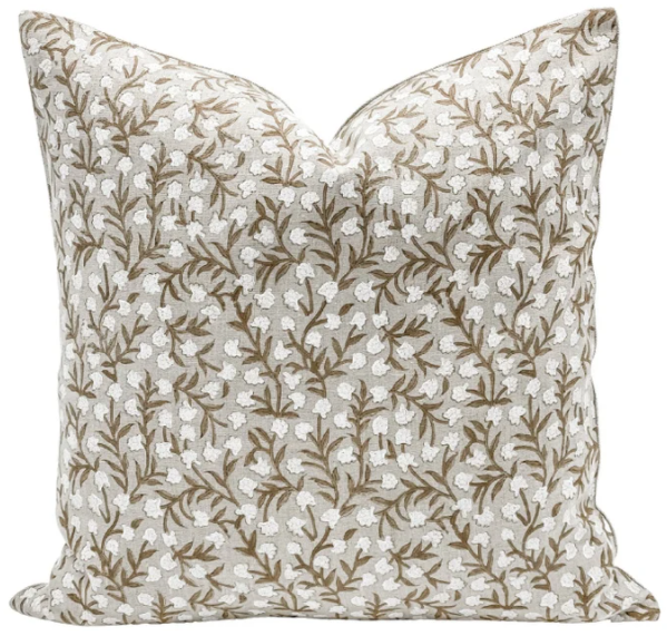 Beige Floral Pillow Cover