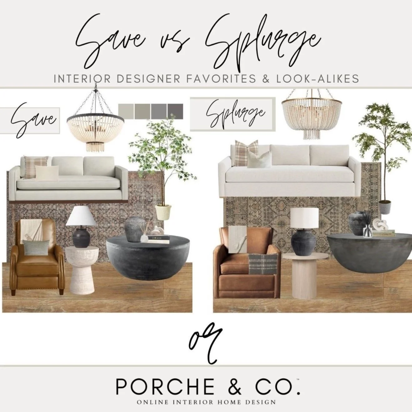 Save vs Splurge :: Transitional Living Room Edition