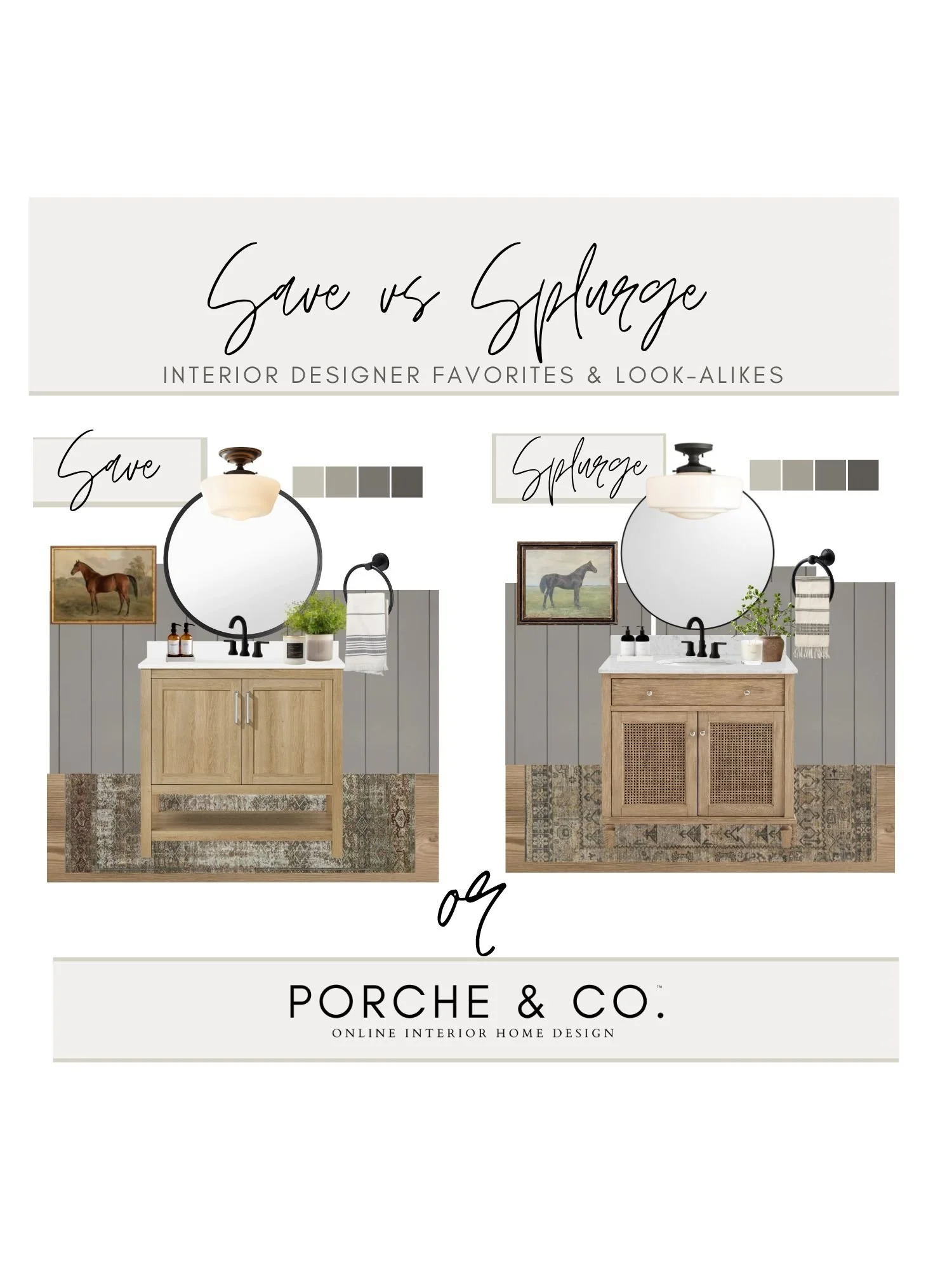 Save vs Splurge :: Modern Classic Powder Bathroom