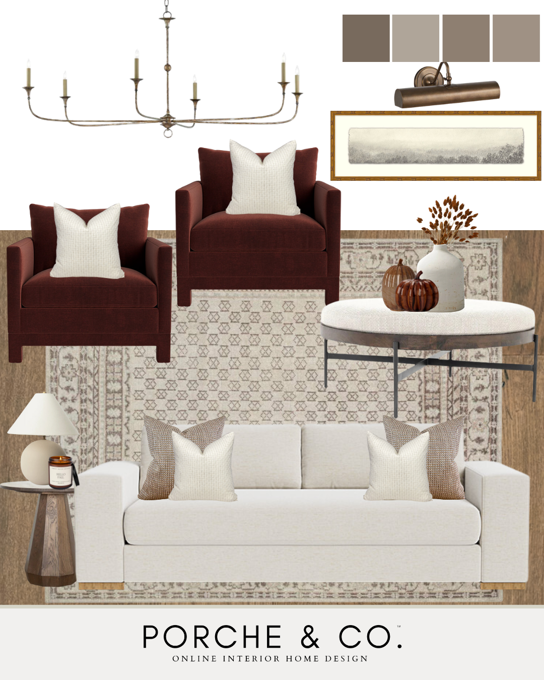 fall living room mood board design inspo