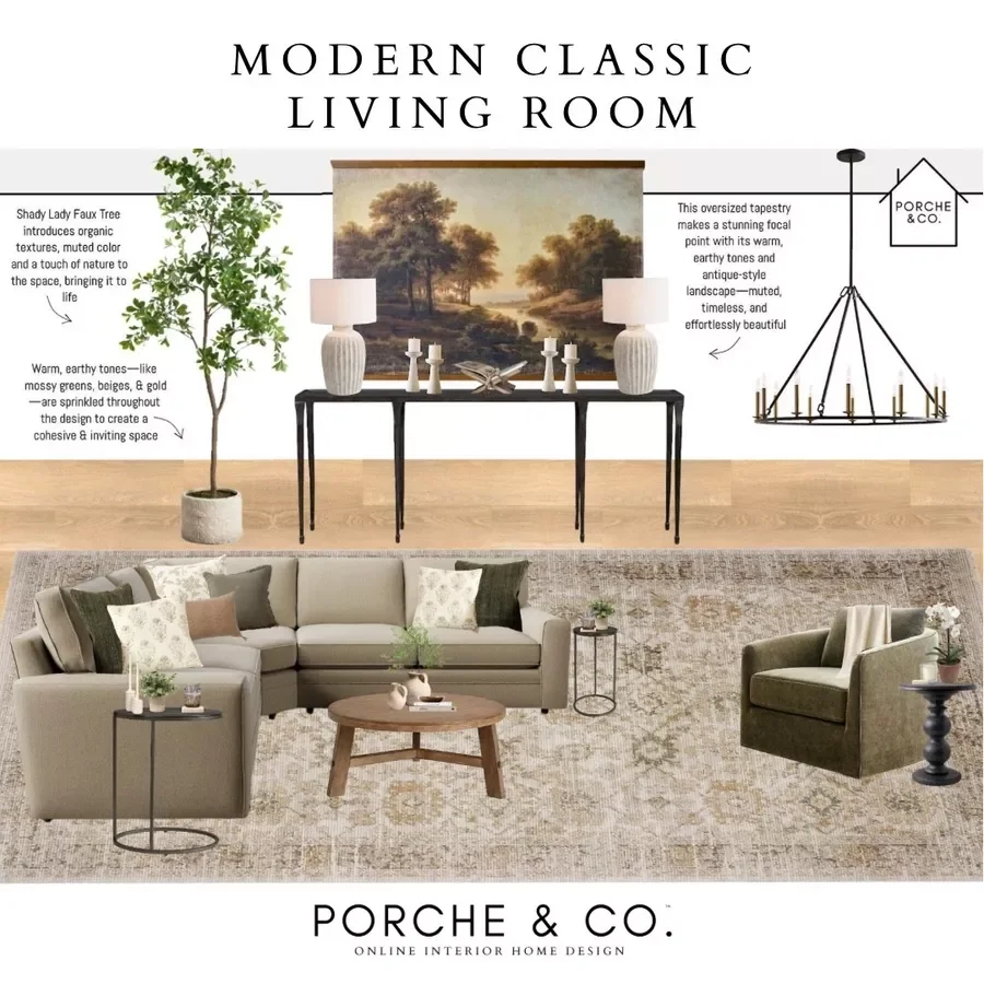 Living Room Virtual Interior Design Mood Board Vision Board Client Design