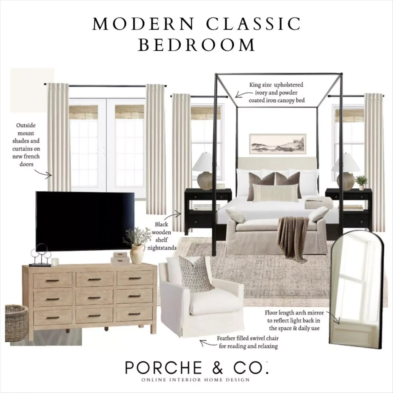 Modern Classic Bedroom Canopy Bed.webp