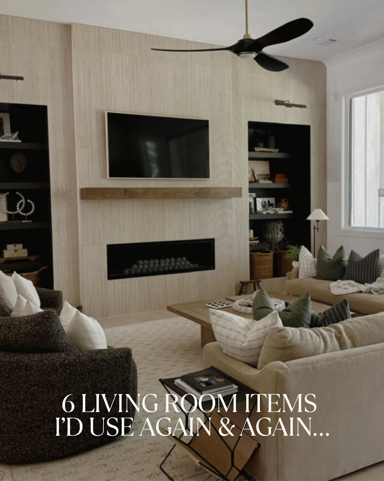 👀 Ever wonder what makes a Living Room actually feel FINISHED? ✨

It almost always comes down to a few key pieces that ground the space, add warmth, and tie everything together. Here are the 6 living room items I&rsquo;d use again &amp; again to cre