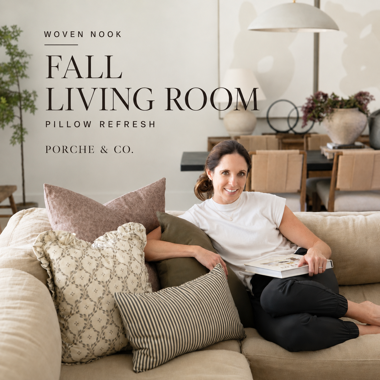 An Easy Fall Living Room Refresh with Woven Nook